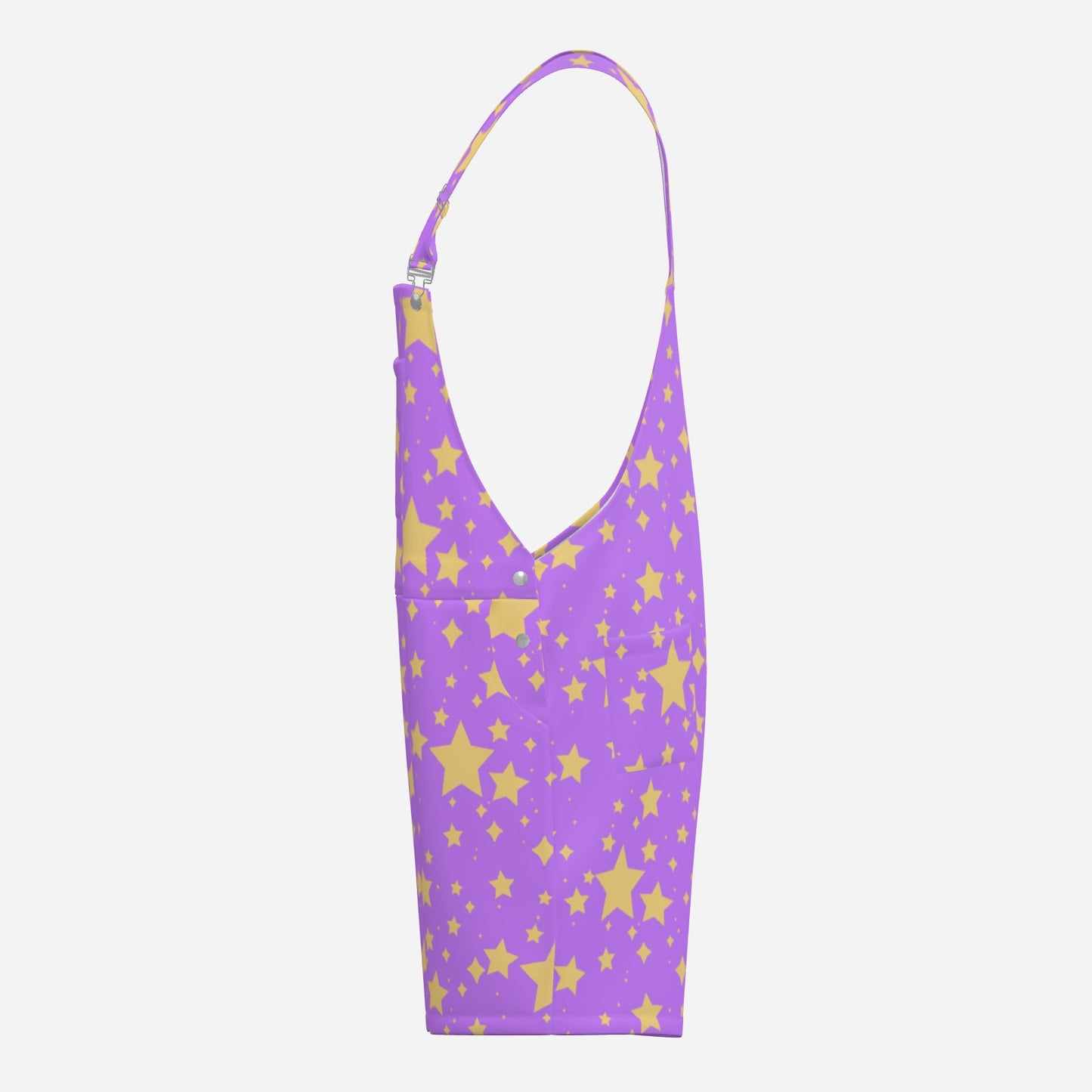 Amethyst Stardust Shortie Overalls with Soft Yellow Stars side