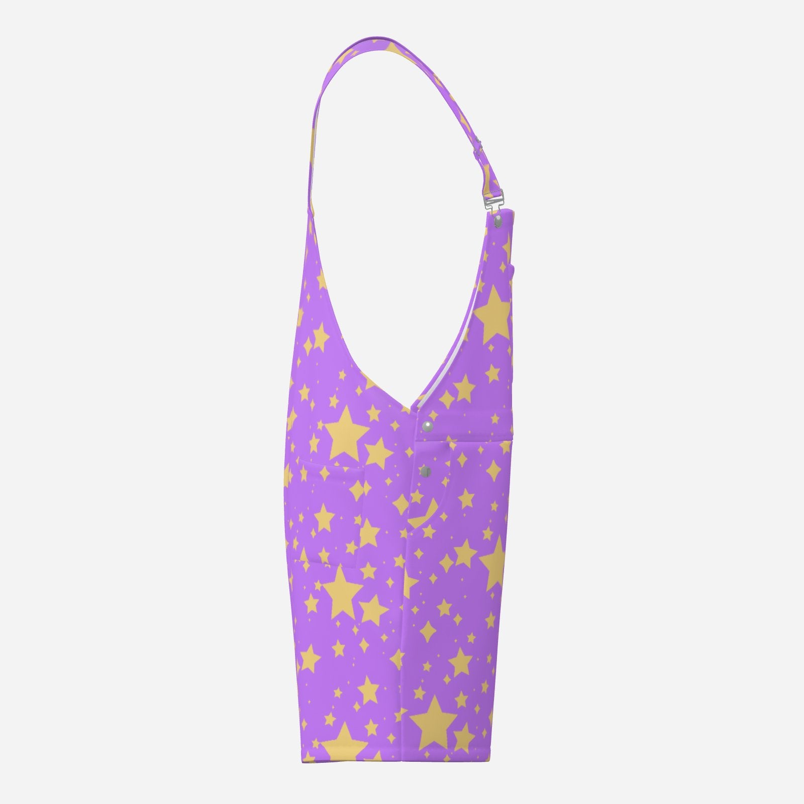 Amethyst Stardust Shortie Overalls with Soft Yellow Stars right