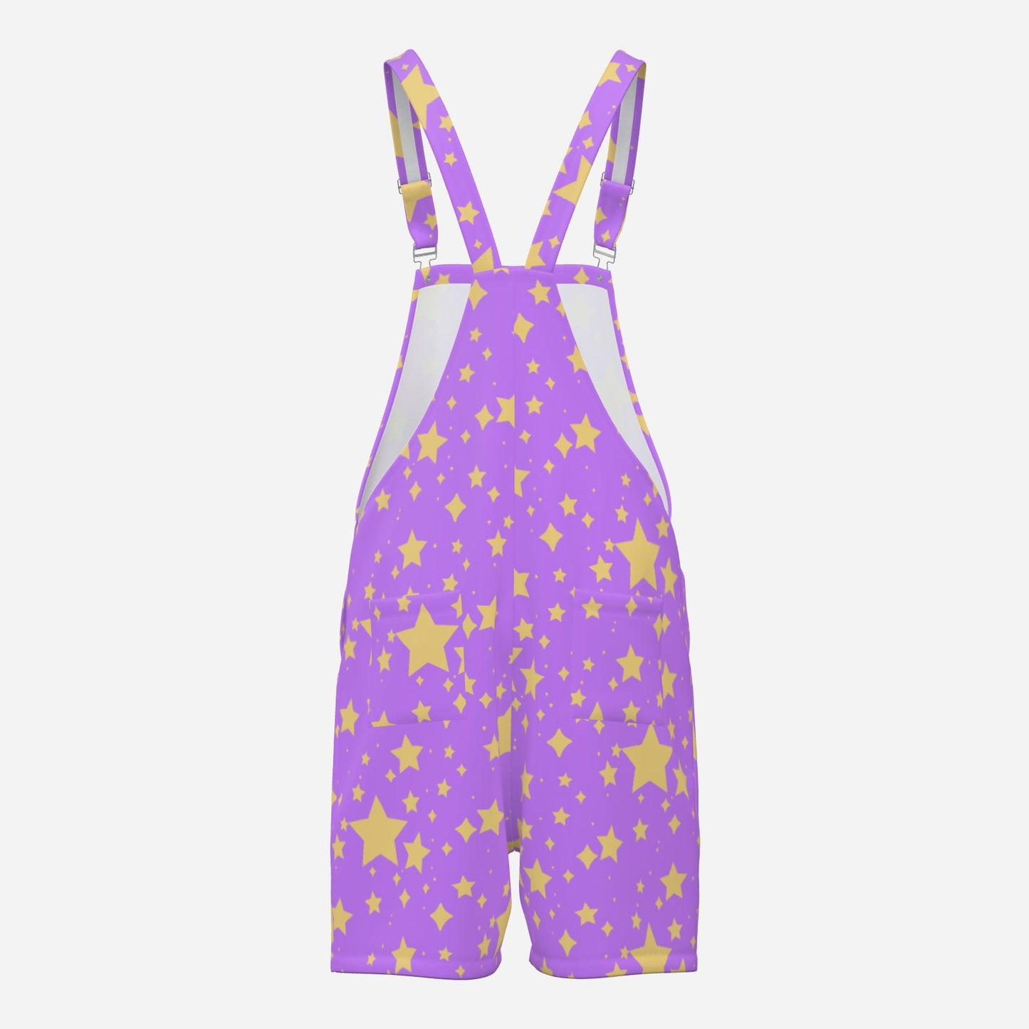 Amethyst Stardust Shortie Overalls with Soft Yellow Stars back