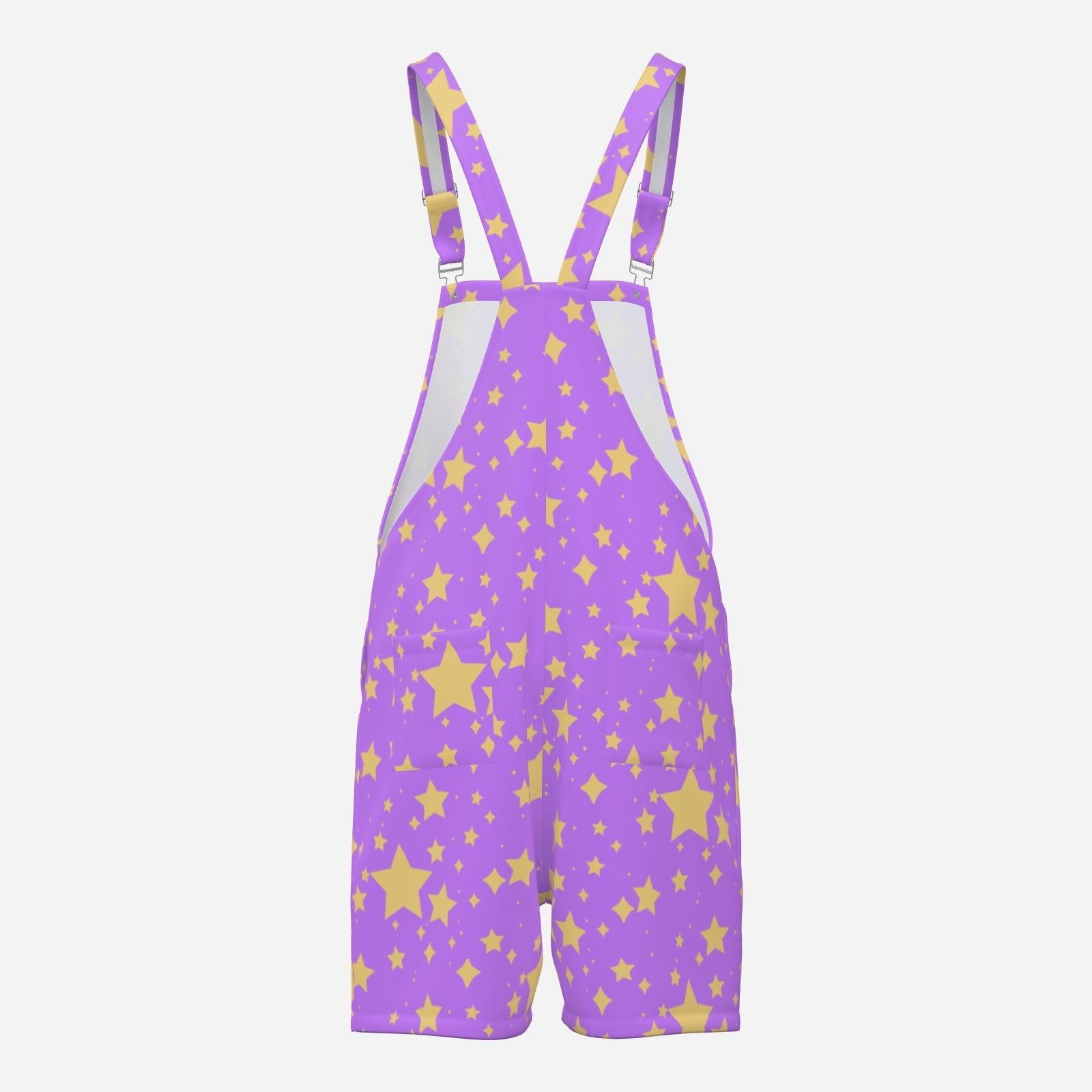 Amethyst Stardust Shortie Overalls with Soft Yellow Stars back