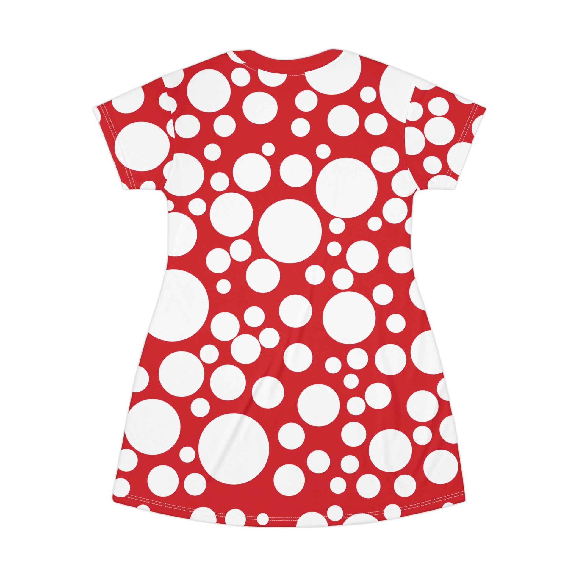 cute cartoon style clowncore red and white polkadot dress for adult women