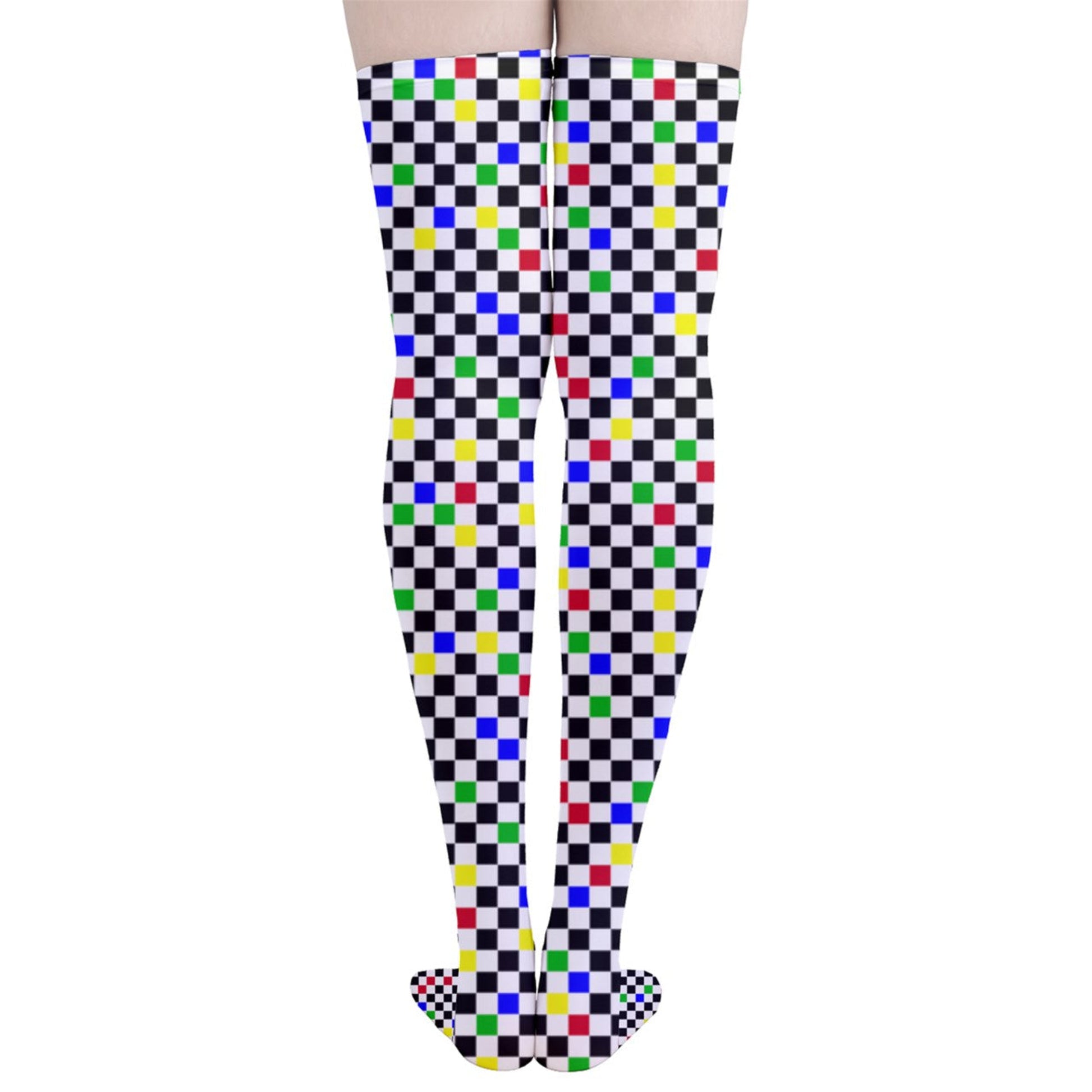 Arcade Checkers Thigh Highs back view