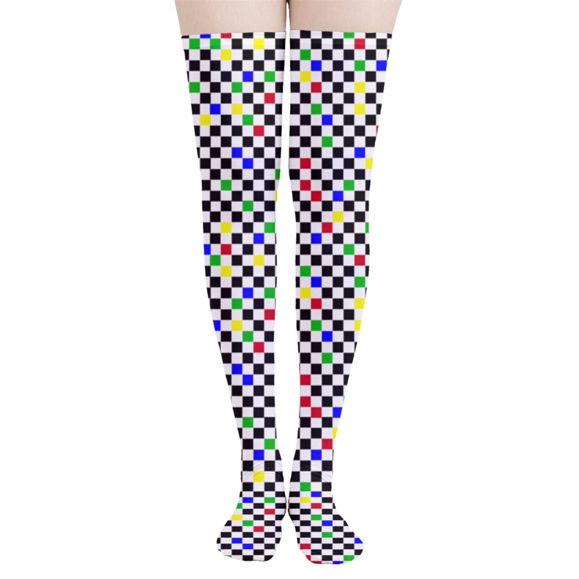 Arcade Checkers Thigh Highs front