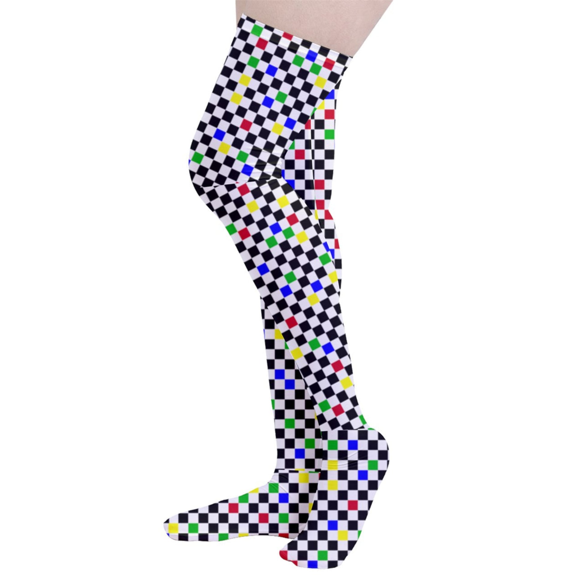 Arcade Checkers Thigh Highs all over checker pattern stockings