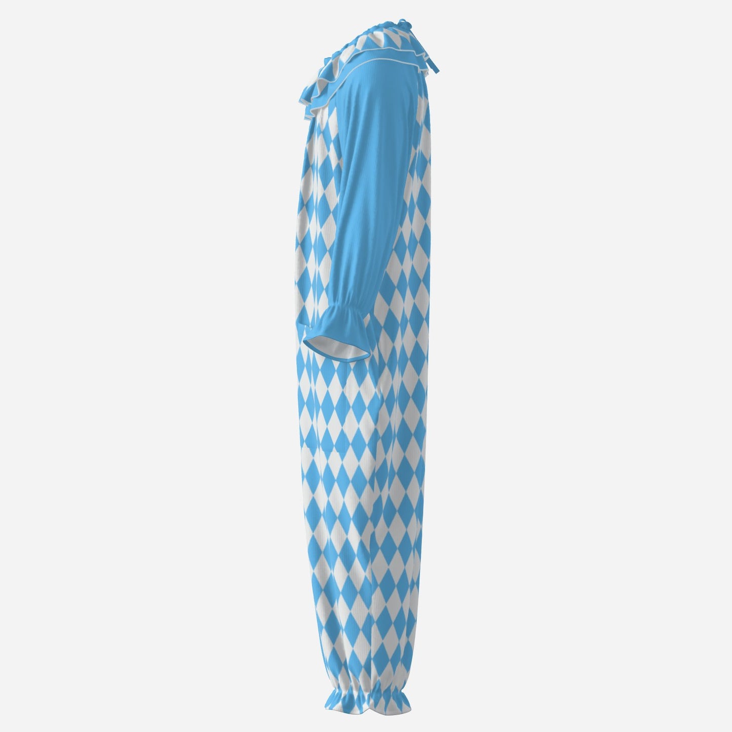 Baby Blue Harlequin Clown Suit n Collar