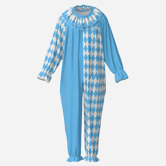 Baby Blue Harlequin Clown Suit n Collar