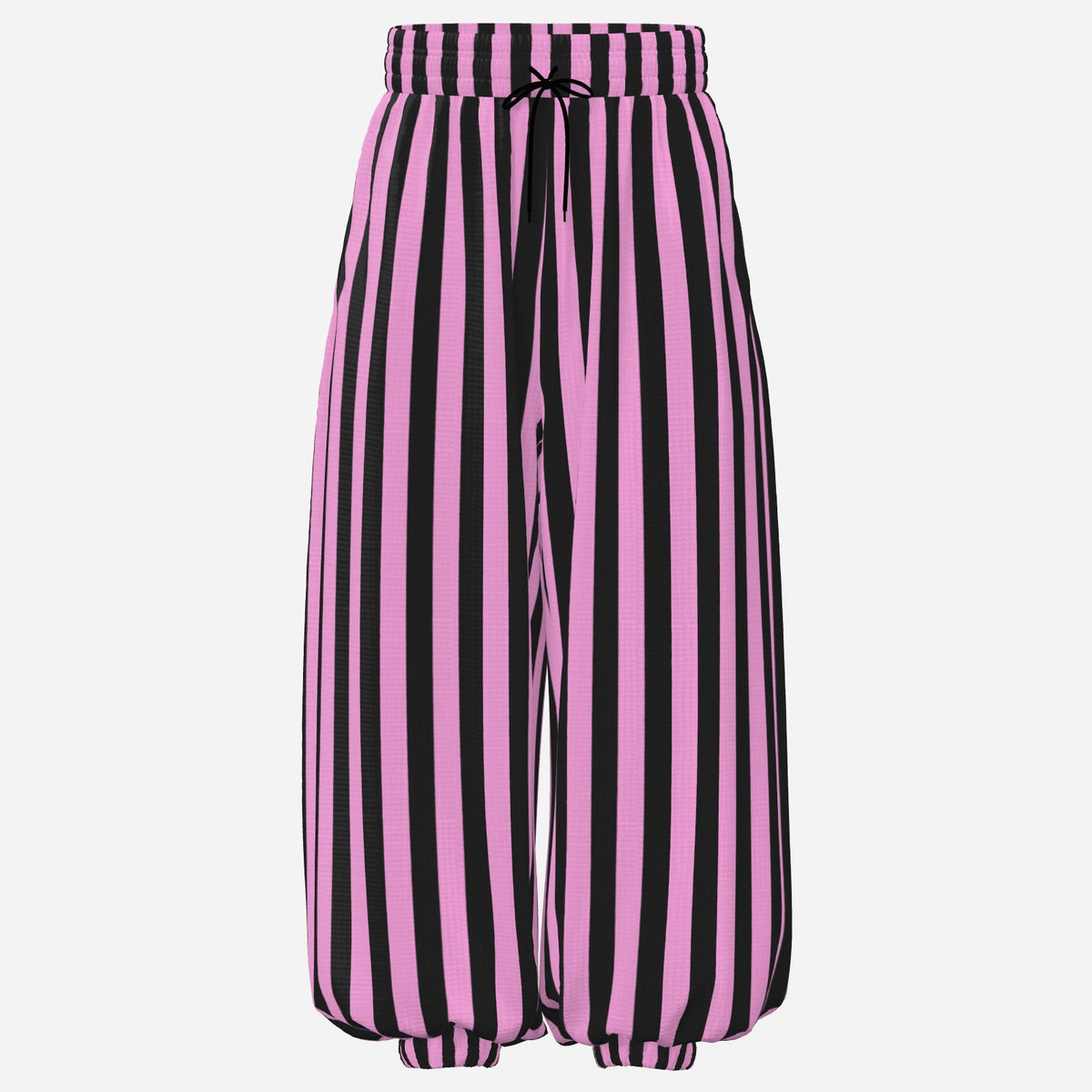 Pantalones de rayas negras y rosas
