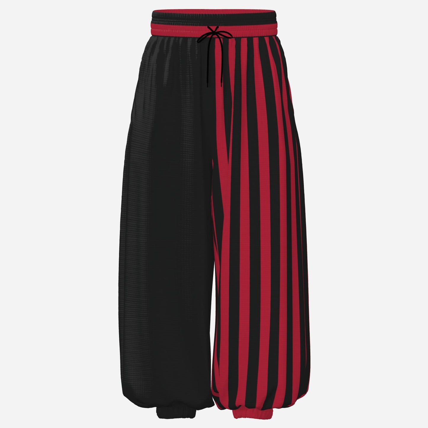 Baggy Pantaloons Cranberry Red Split Stripe Jester Balloon Clown Pants