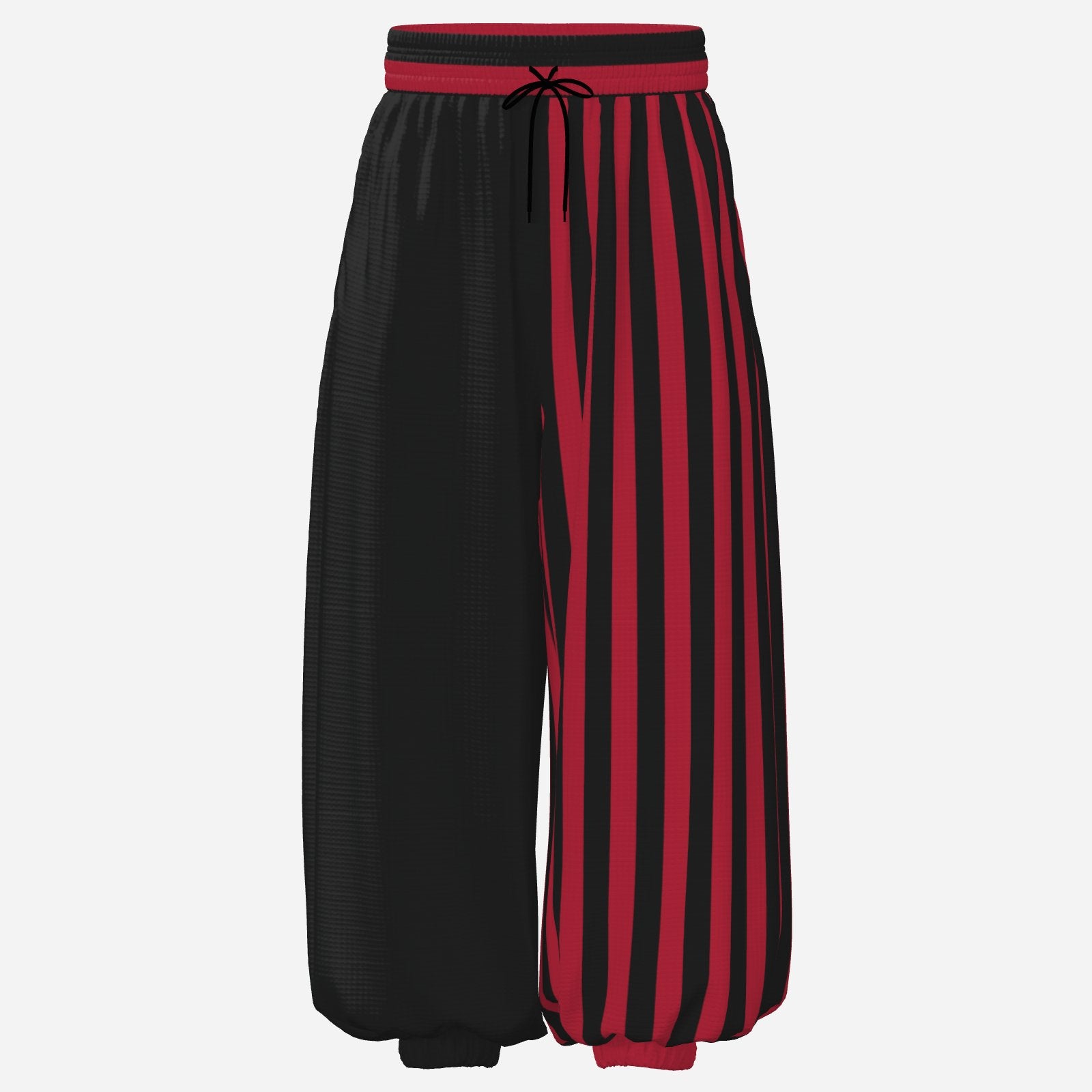 Baggy Pantaloons Cranberry Red Split Stripe Jester Balloon Clown Pants