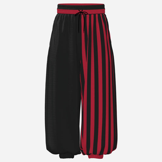 Baggy Pantaloons Cranberry Red Split Stripe Jester Balloon Clown Pants