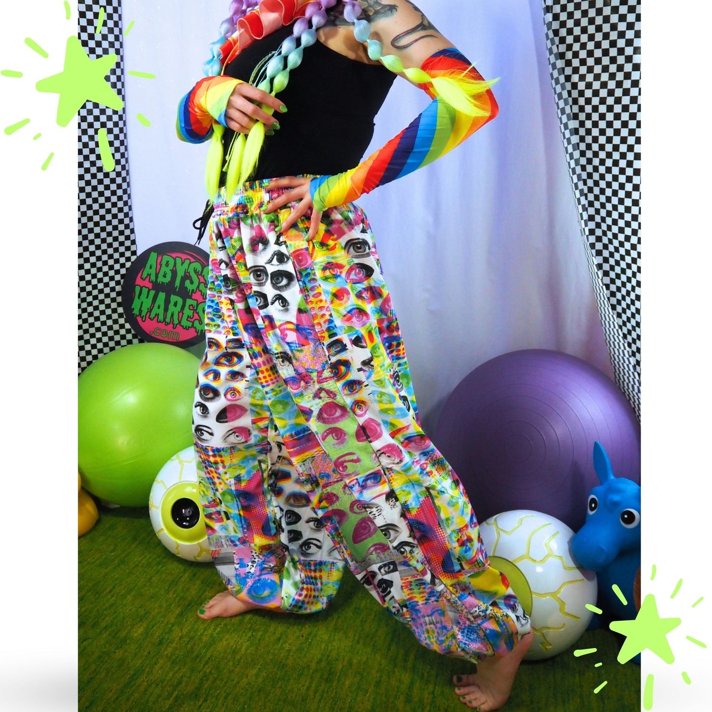 Baggy Pantaloons Eyes Glitch Weirdcore Clown Pants