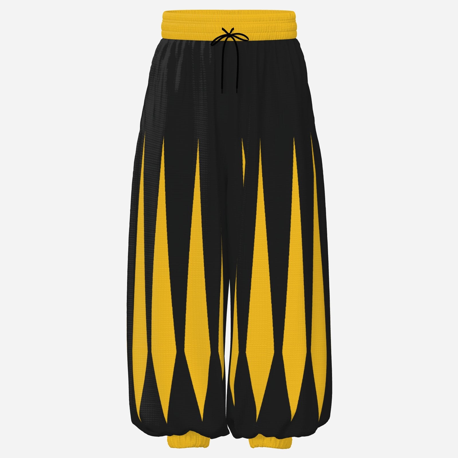 Baggy Pantaloons Golden Slashed Jester Yellow Black Clown Pants