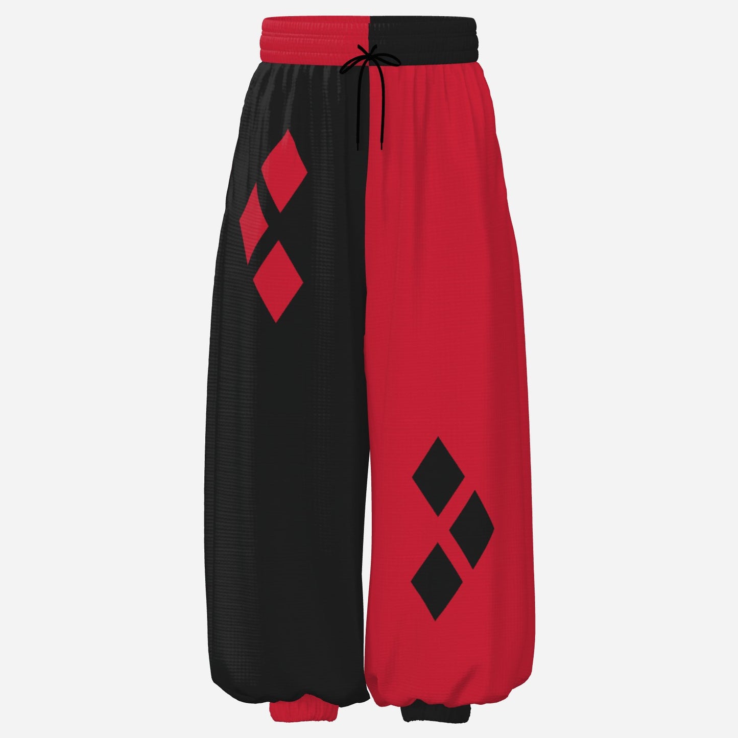 Baggy Pantaloons Harlequin Red Black Jester Clown Pants