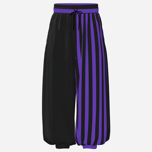 Baggy Pantaloons Okie Doke Purple Black Split Jester Clown Pants