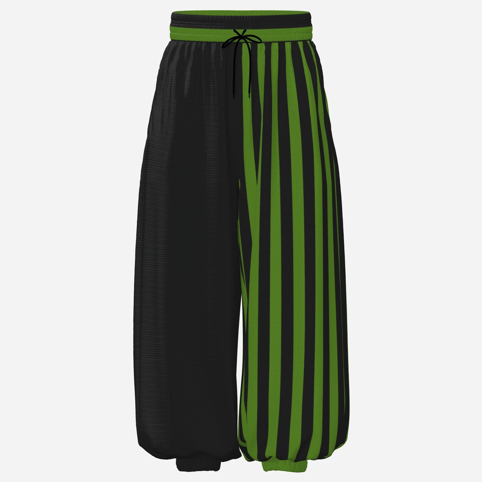 Baggy Pantaloons Pine Green Split Stripe Jester Balloon Clown Pants