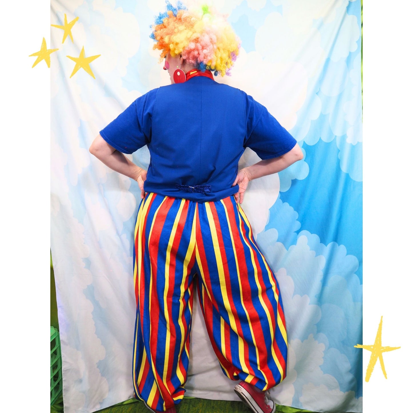 Baggy Pantaloons Clown Stripe Primary Red Yellow Blue Clown Pants