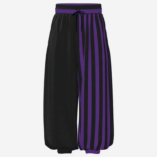 Baggy Pantaloons Royal Purple Split Stripe Jester Balloon Clown Pants