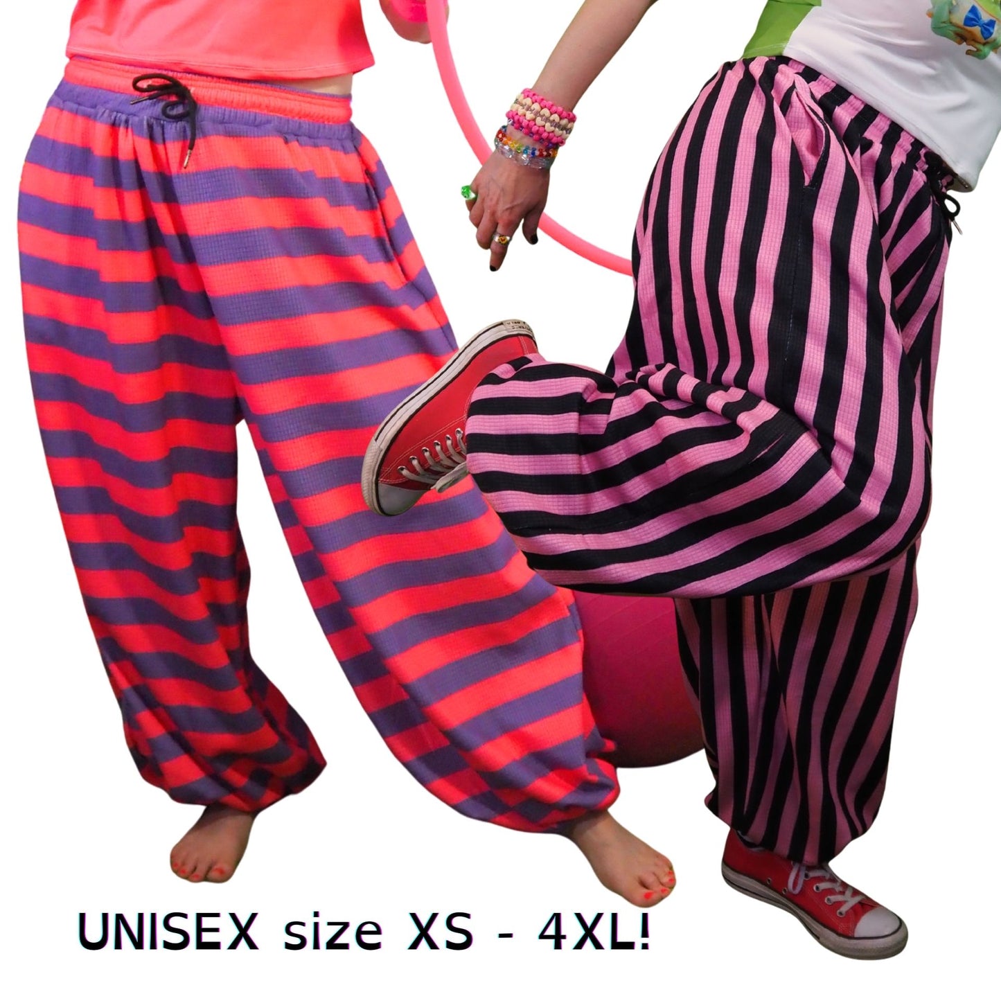 Silly Sun Clouds n Rainbow Stripe Clown Pants