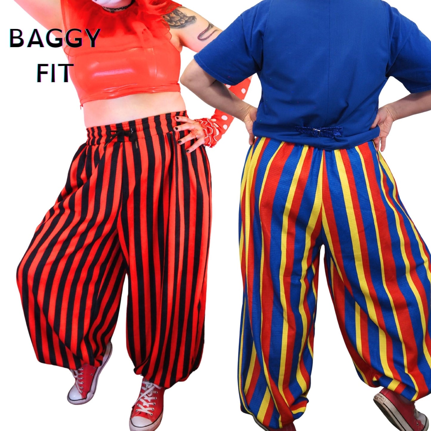 Silly Sun Clouds n Rainbow Stripe Clown Pants