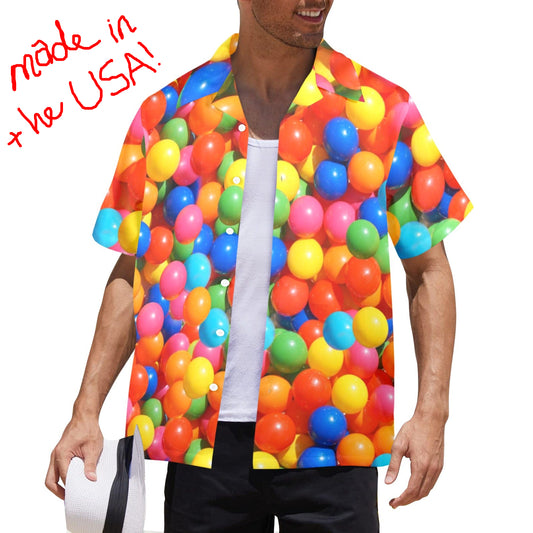mens colorful Hawaiian shirt with clowncore ball pit balls all-over print