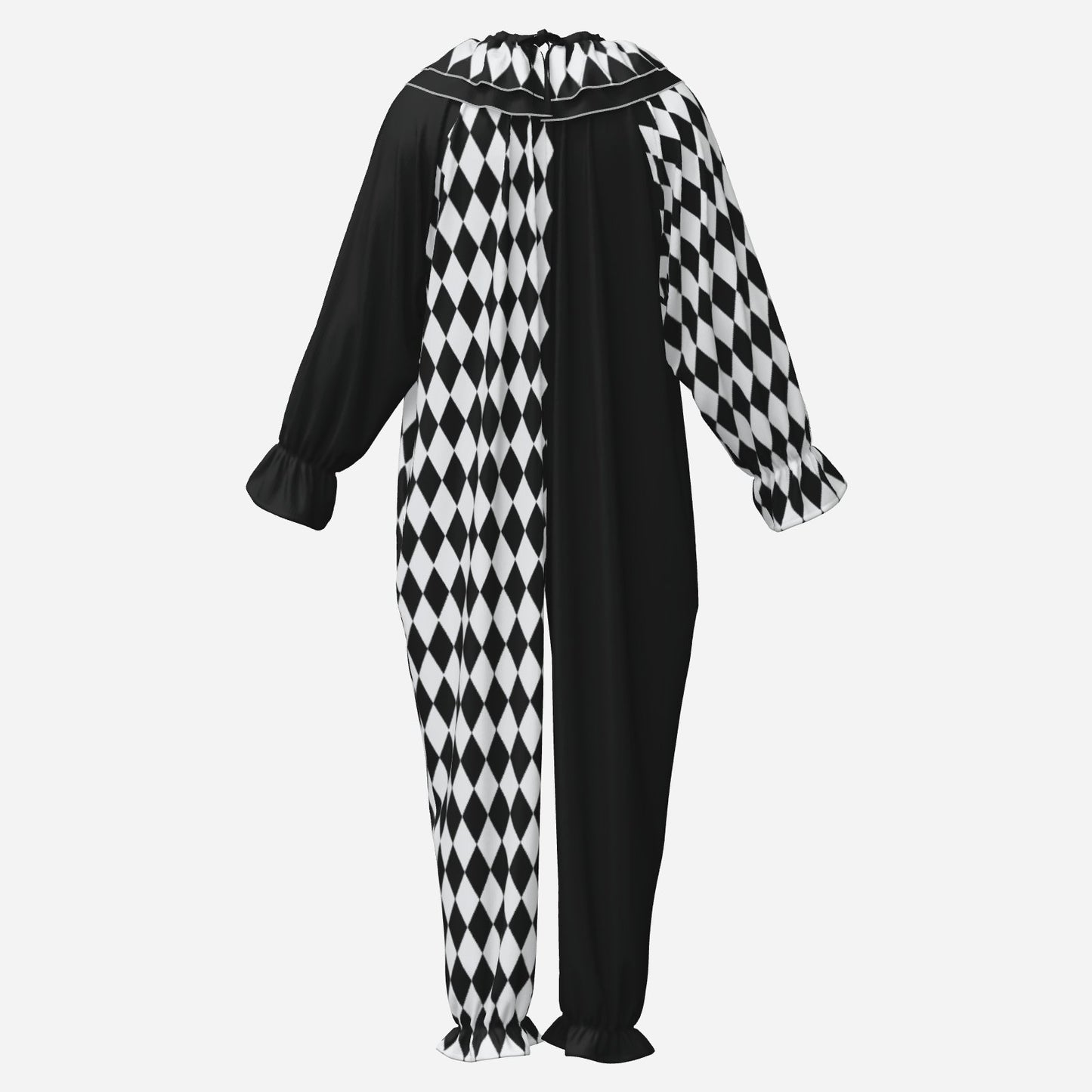 Black White Harlequin Clown Suit n Collar