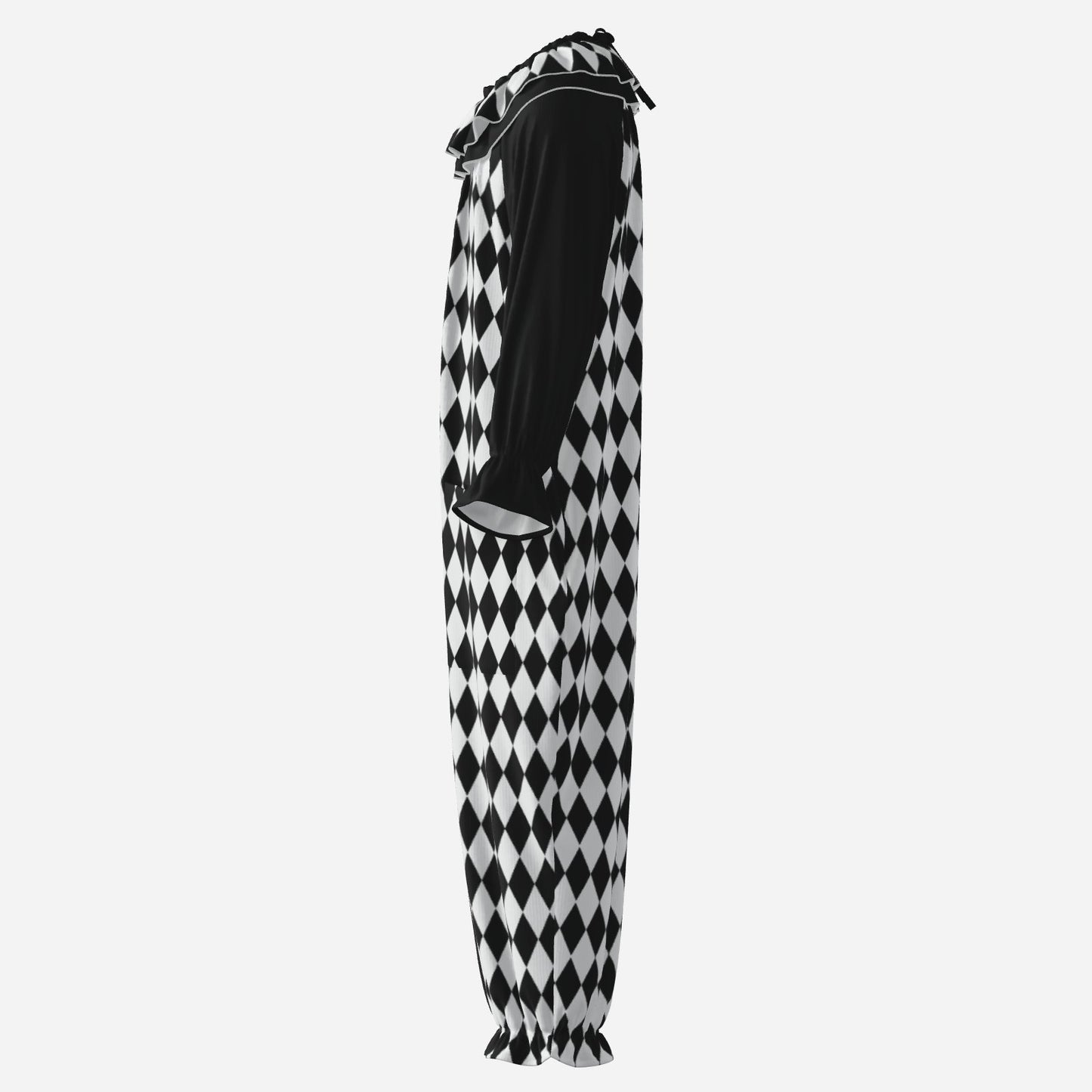 Black White Harlequin Clown Suit n Collar