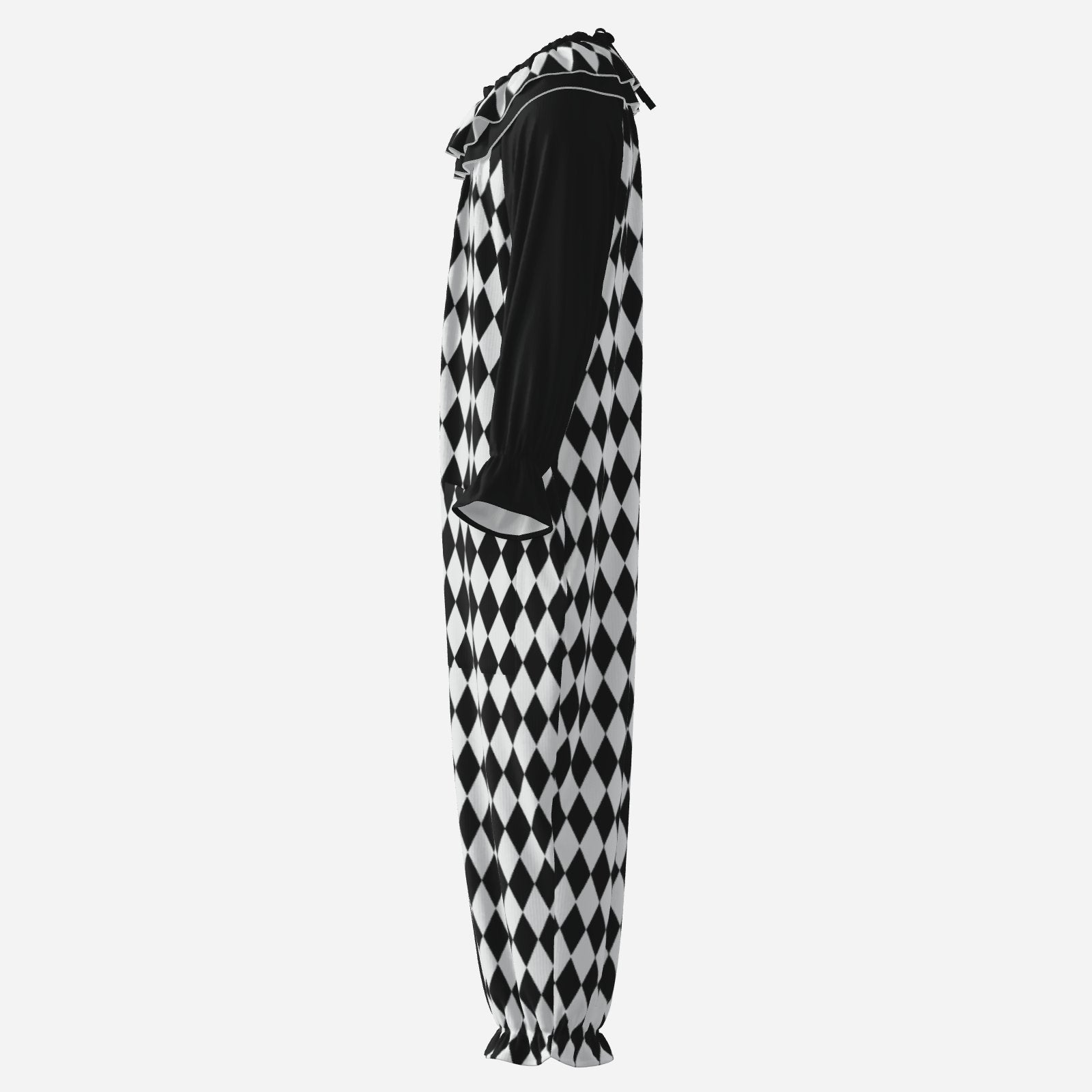 Black White Harlequin Clown Suit n Collar