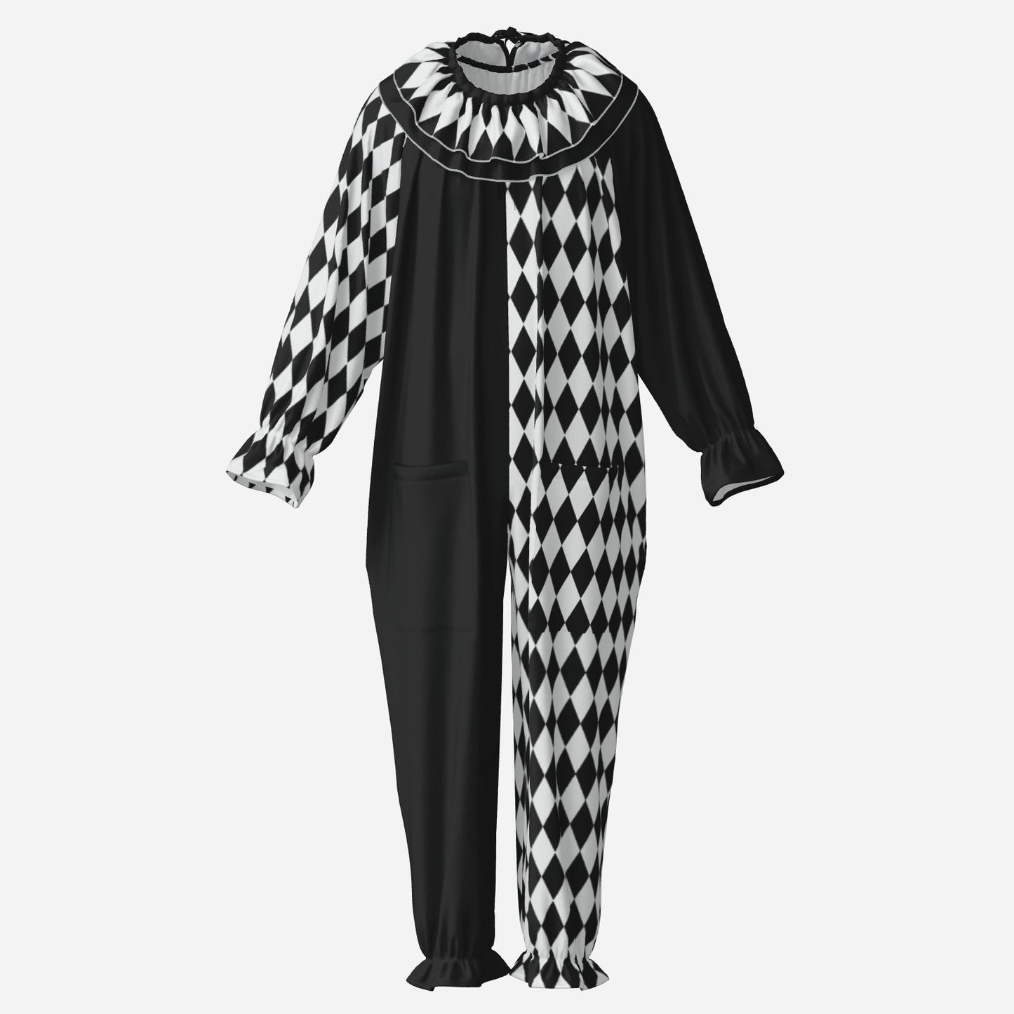 Black White Harlequin Clown Suit n Collar