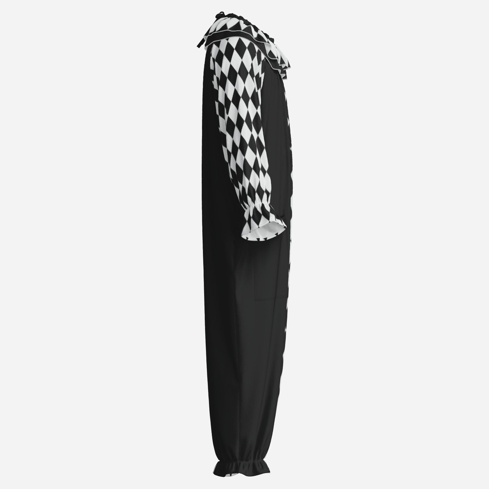 Black White Harlequin Clown Suit n Collar