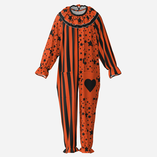 Blaze Orange Starry Stripe Clown Suit n Collar