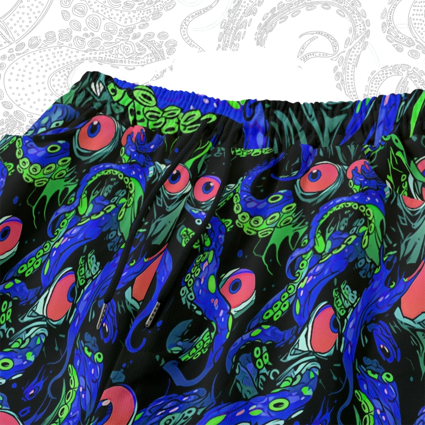 Blue Shoggy Shorts! Weirdcore Tentacle Eyeball Cotton Jorts