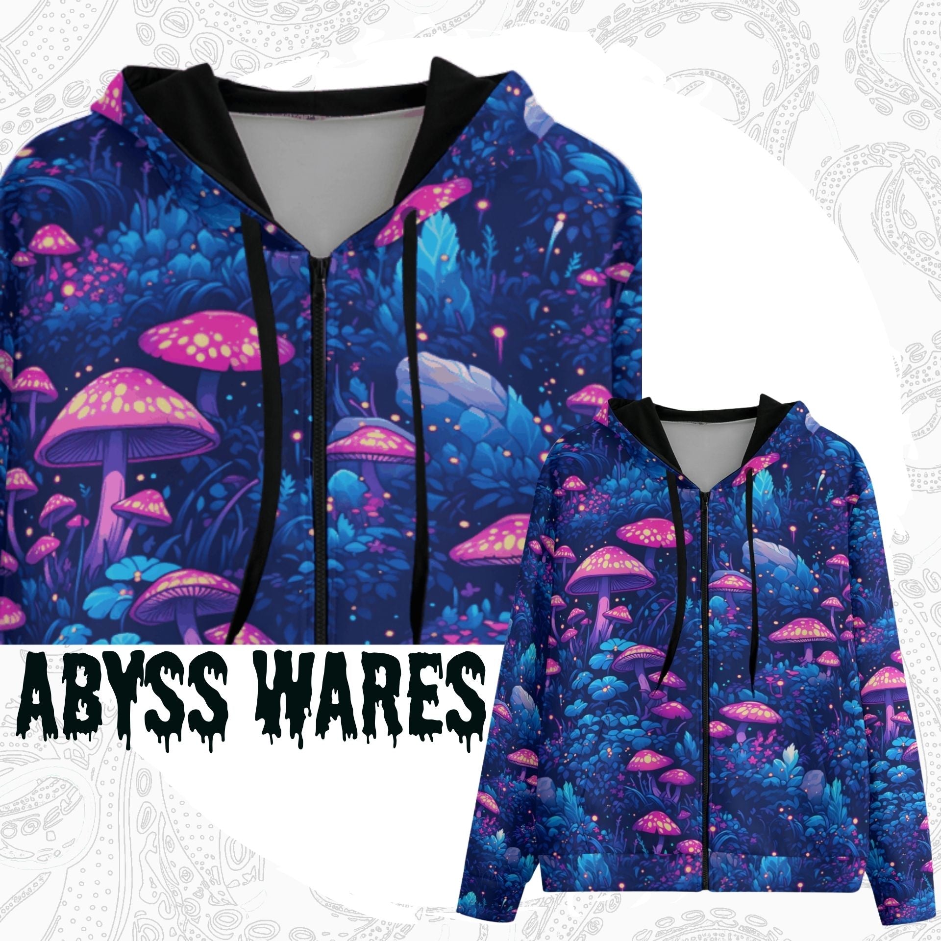 Mushroom Hoodie Zip Up Hoodie Anime Hoodie Psychedelic Shroom Sweater Weird Stuff Fairy Grunge