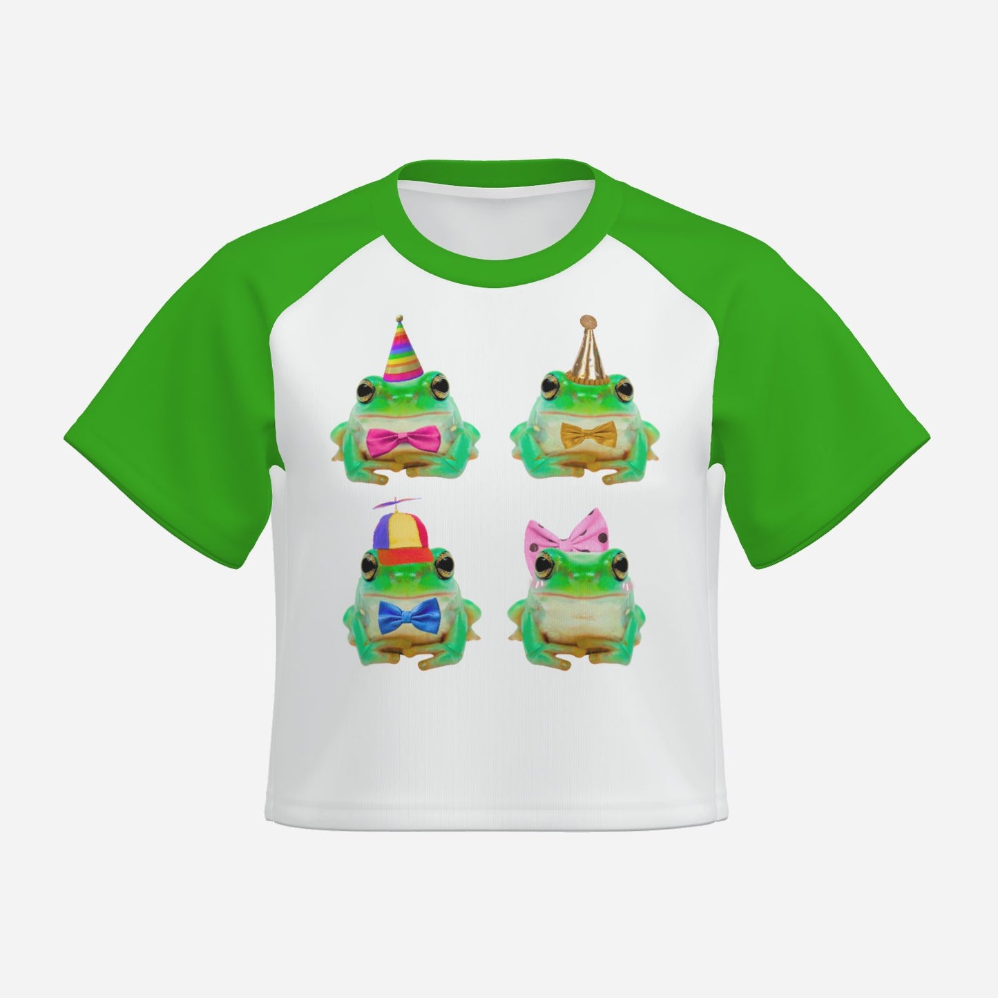 Boxy Crop Top Party Frogs Tee SHirt