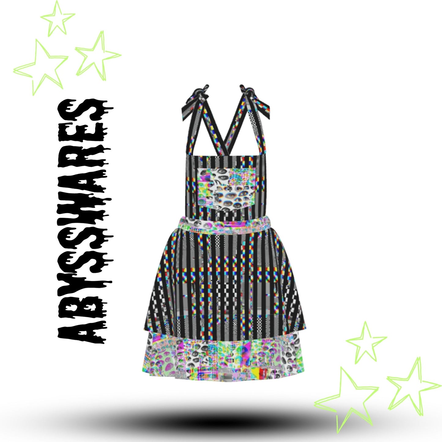 Chaos Glitch Eyes Apron Dress