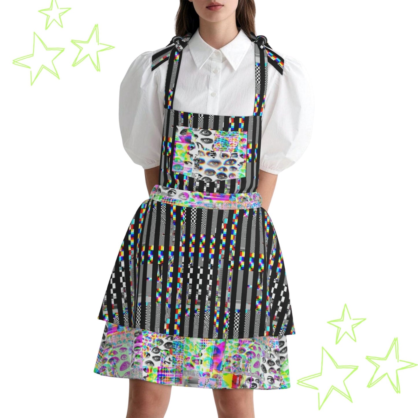 Chaos Glitch Eyes Apron Dress