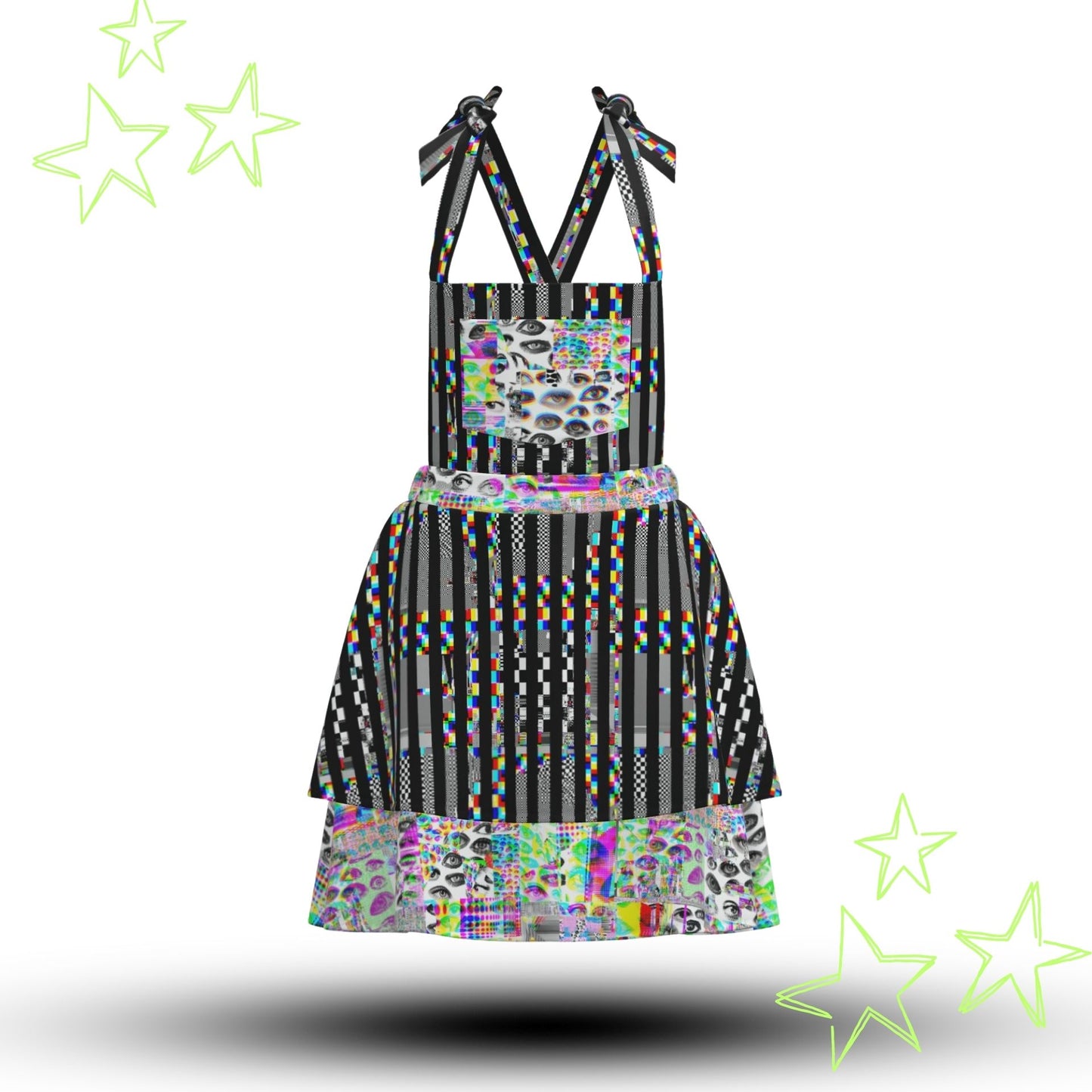 Chaos Glitch Eyes Apron Dress