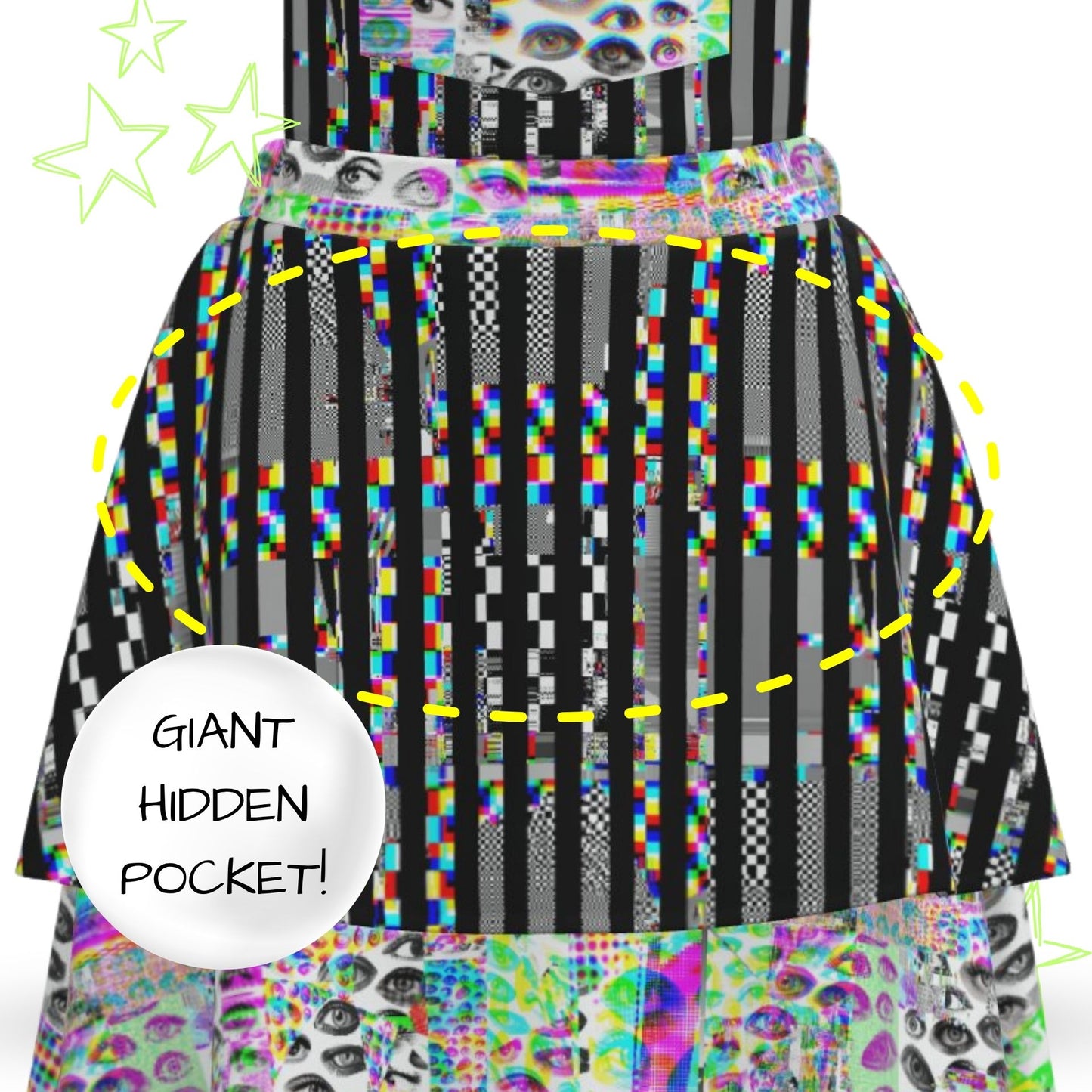 Chaos Glitch Eyes Apron Dress