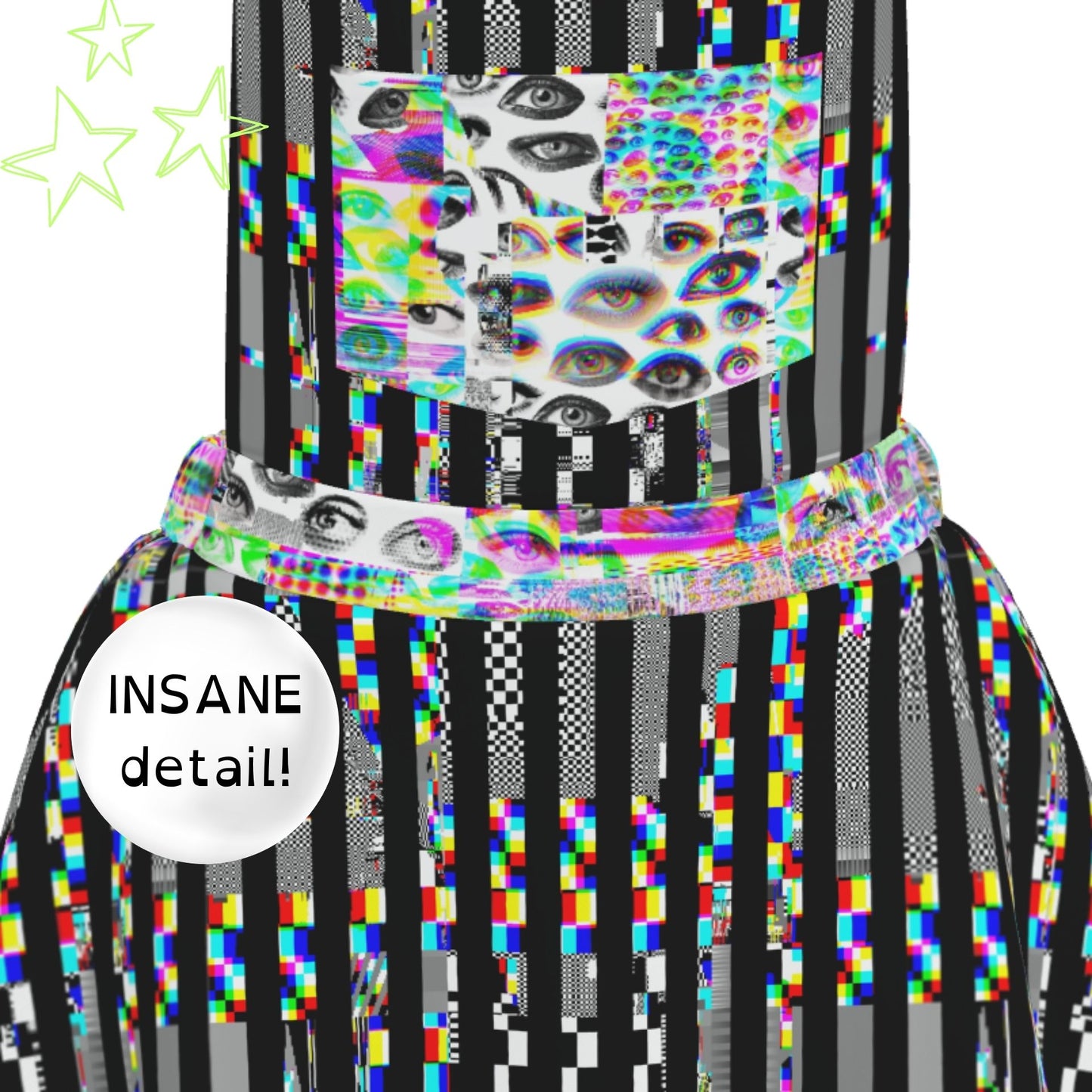 Chaos Glitch Eyes Apron Dress
