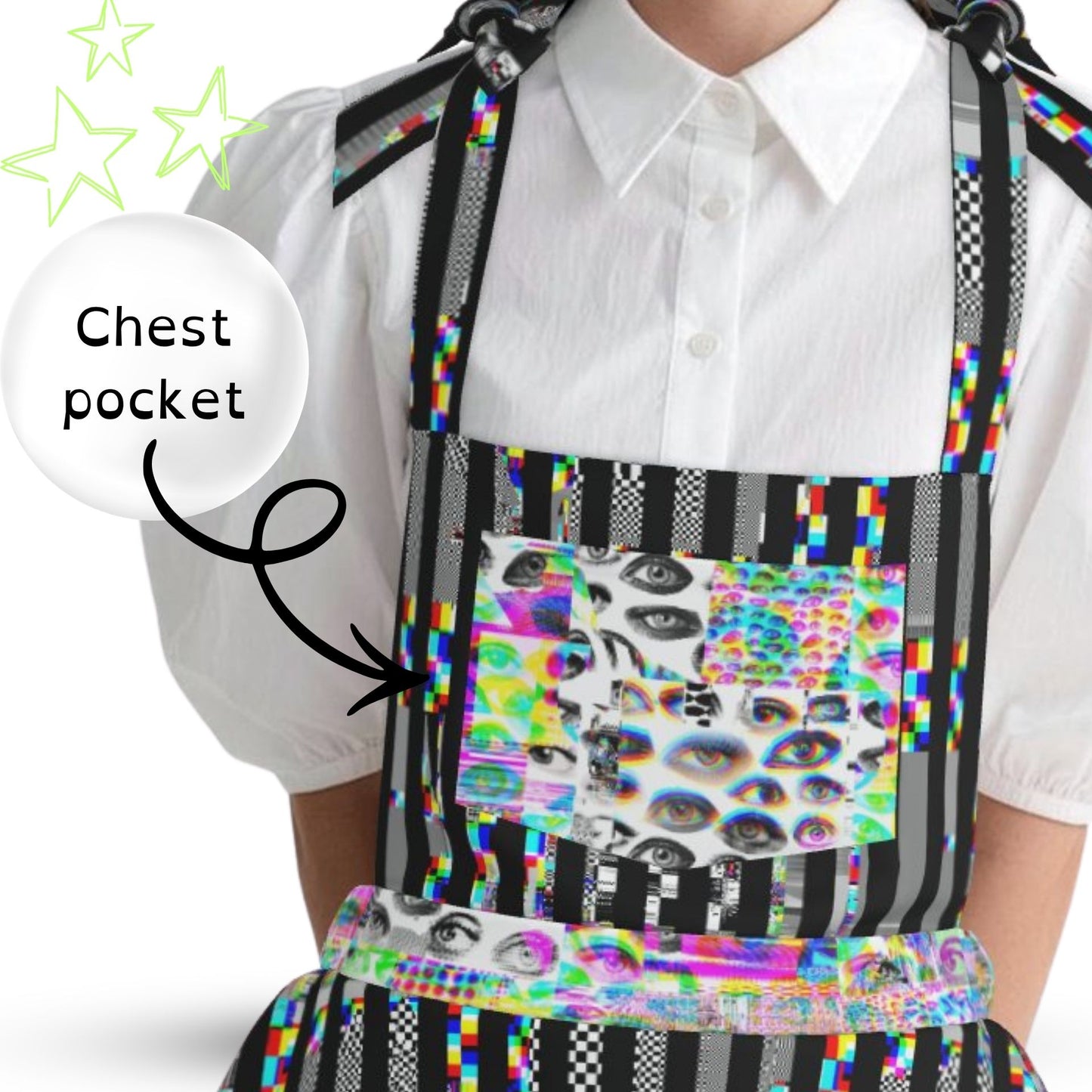 Chaos Glitch Eyes Apron Dress