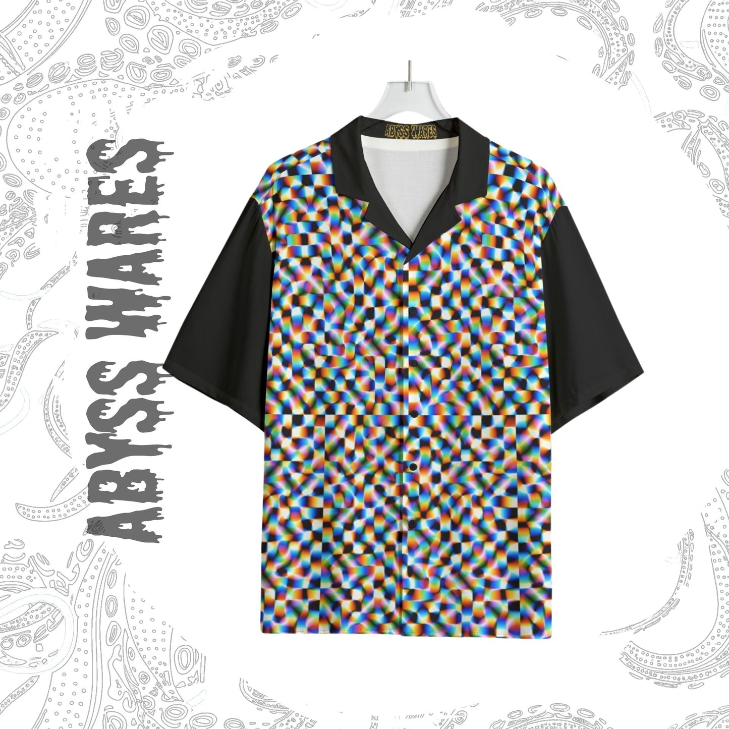 Checker Hacker Bowling Shirt Glitchcore Webcore Hawaiian Button Up Rayon Fabric Nonbinary Emo Summer
