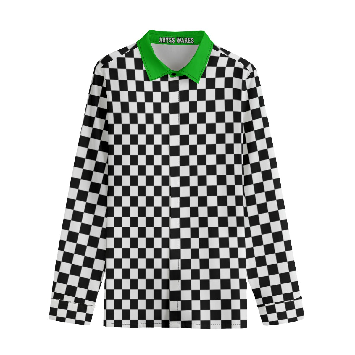 Checker Buttondown w Green Collar Cotton Shirt