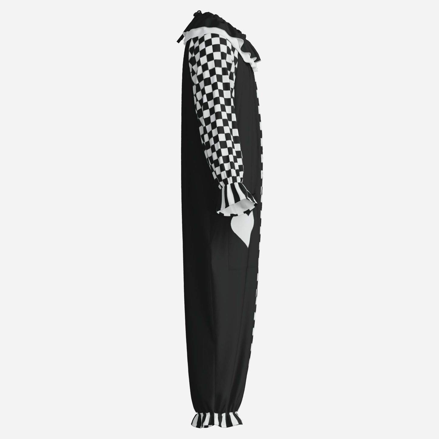 Checker Jester Clown Suit n Collar black and white vintage style adult costume