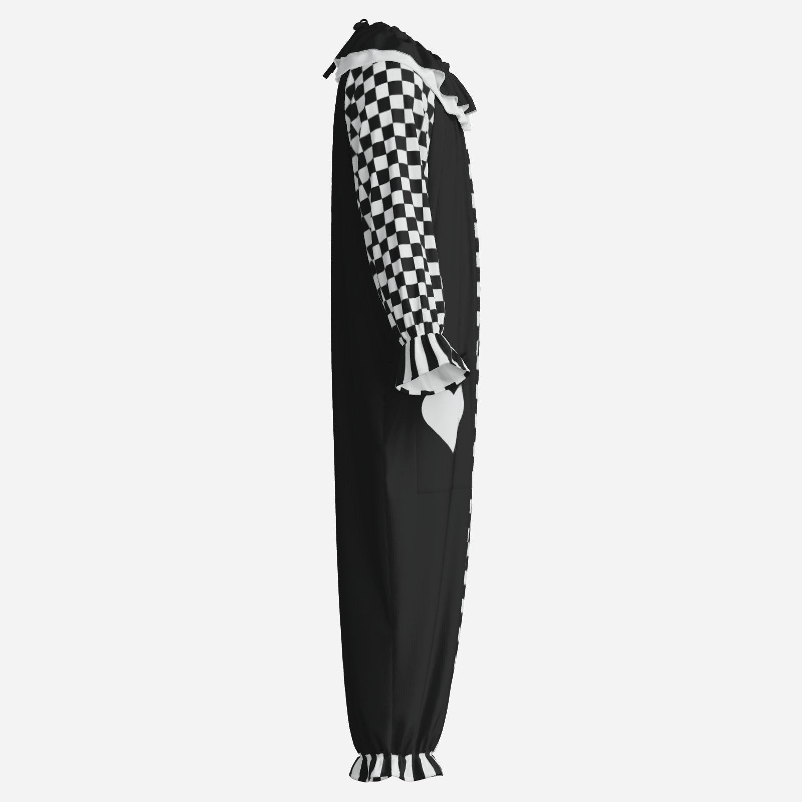 Checker Jester Clown Suit n Collar black and white vintage style adult costume