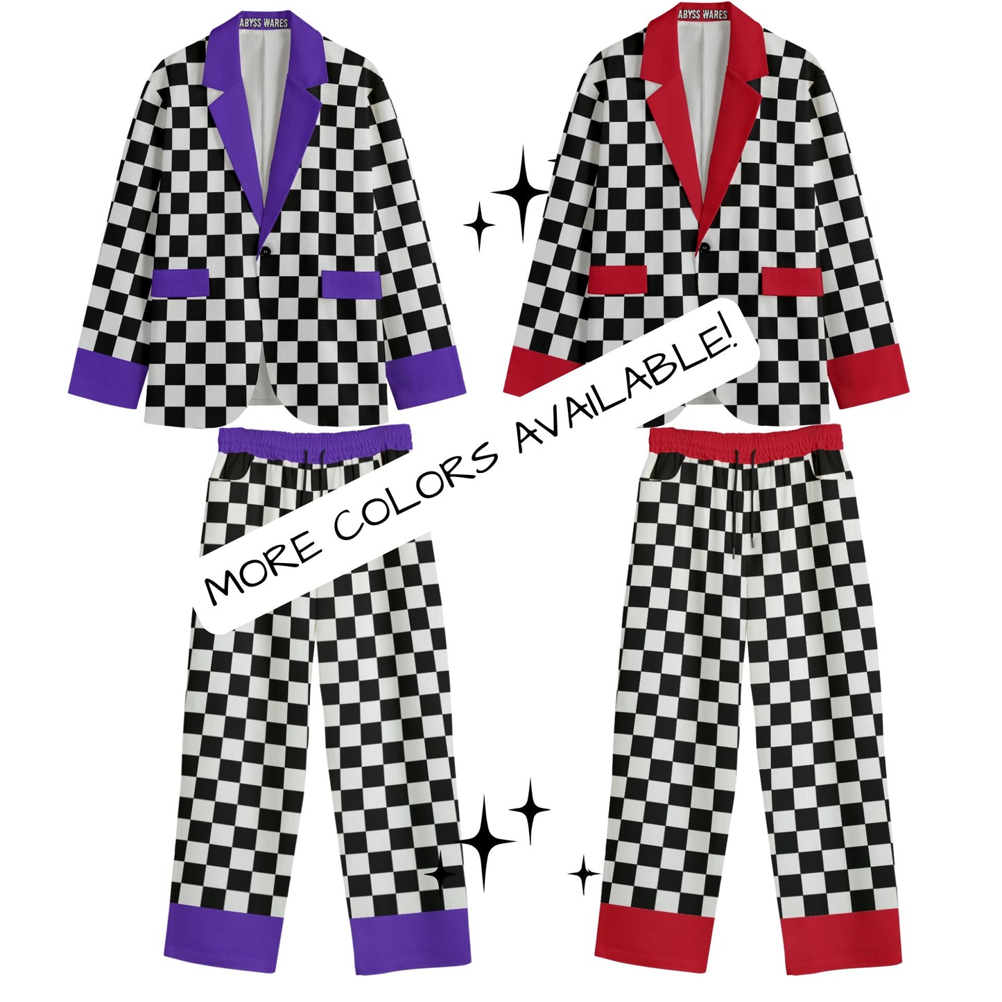 Checkers n Okie Dōke Lila Herren Clown Anzug Mantel