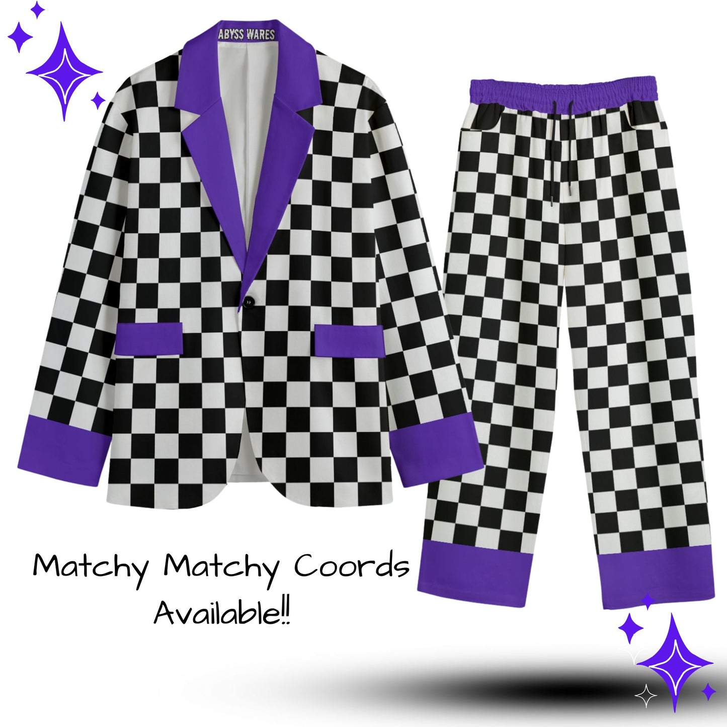 Checkers n Okie Dōke Lila Herren Clown Anzug Mantel