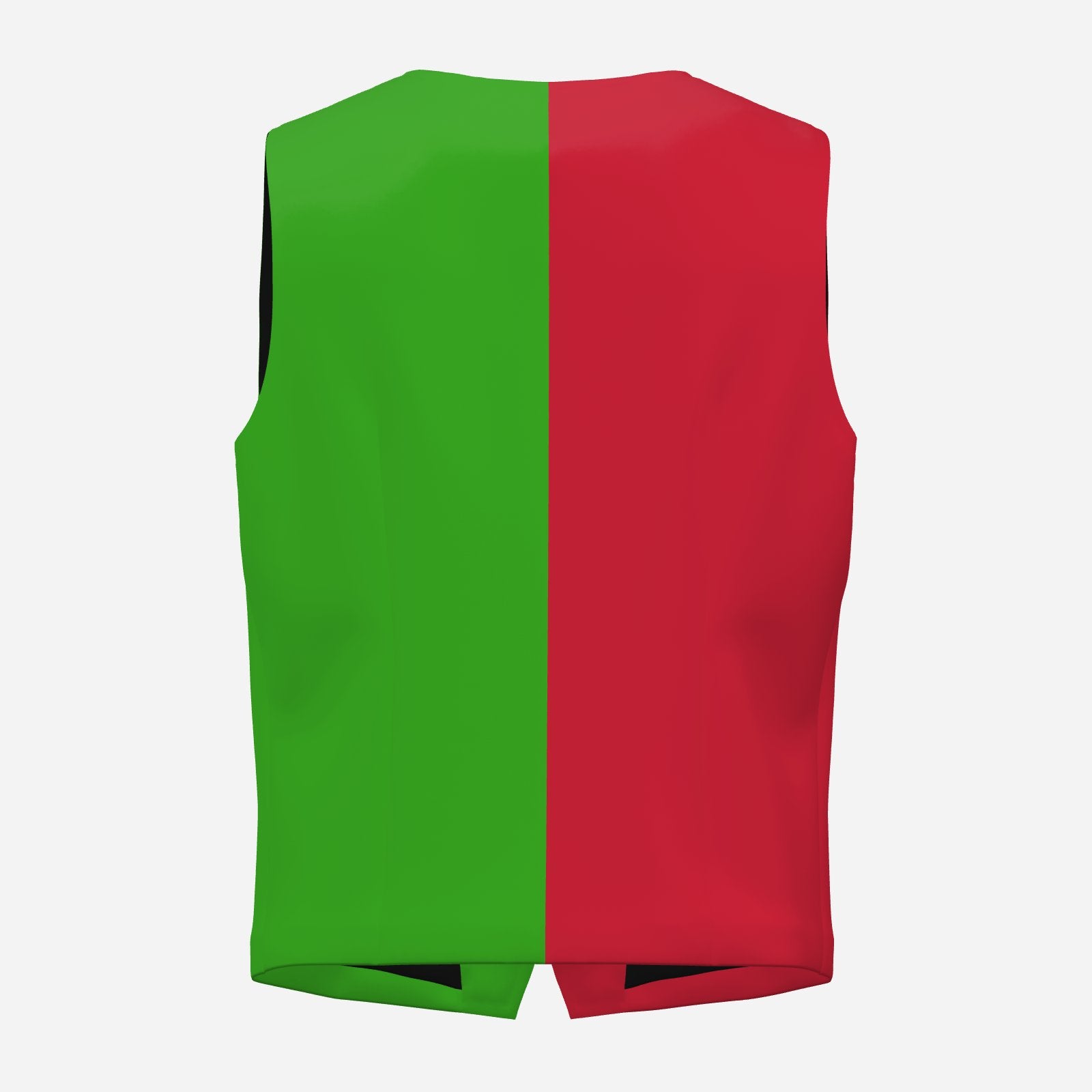 Christmas Colorblock Jester Mens Vest Red Green Waistcoat fully printed back