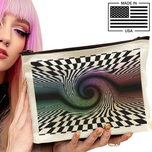 Chromatrip Check pattern stash bag ziper pouch for makeup and pencil case