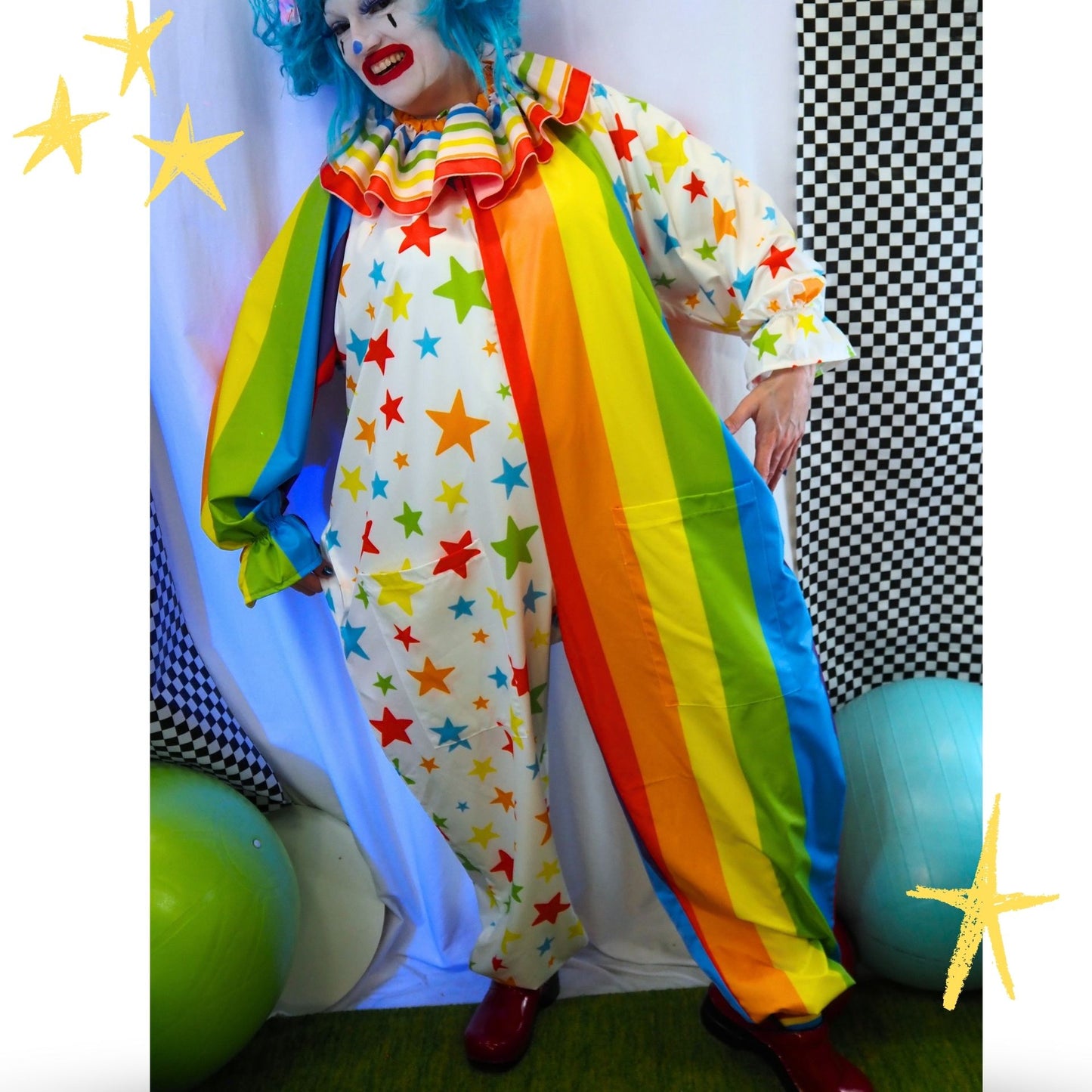 Circus Coveralls Party Poobah Pro Clown Suit w Pockets