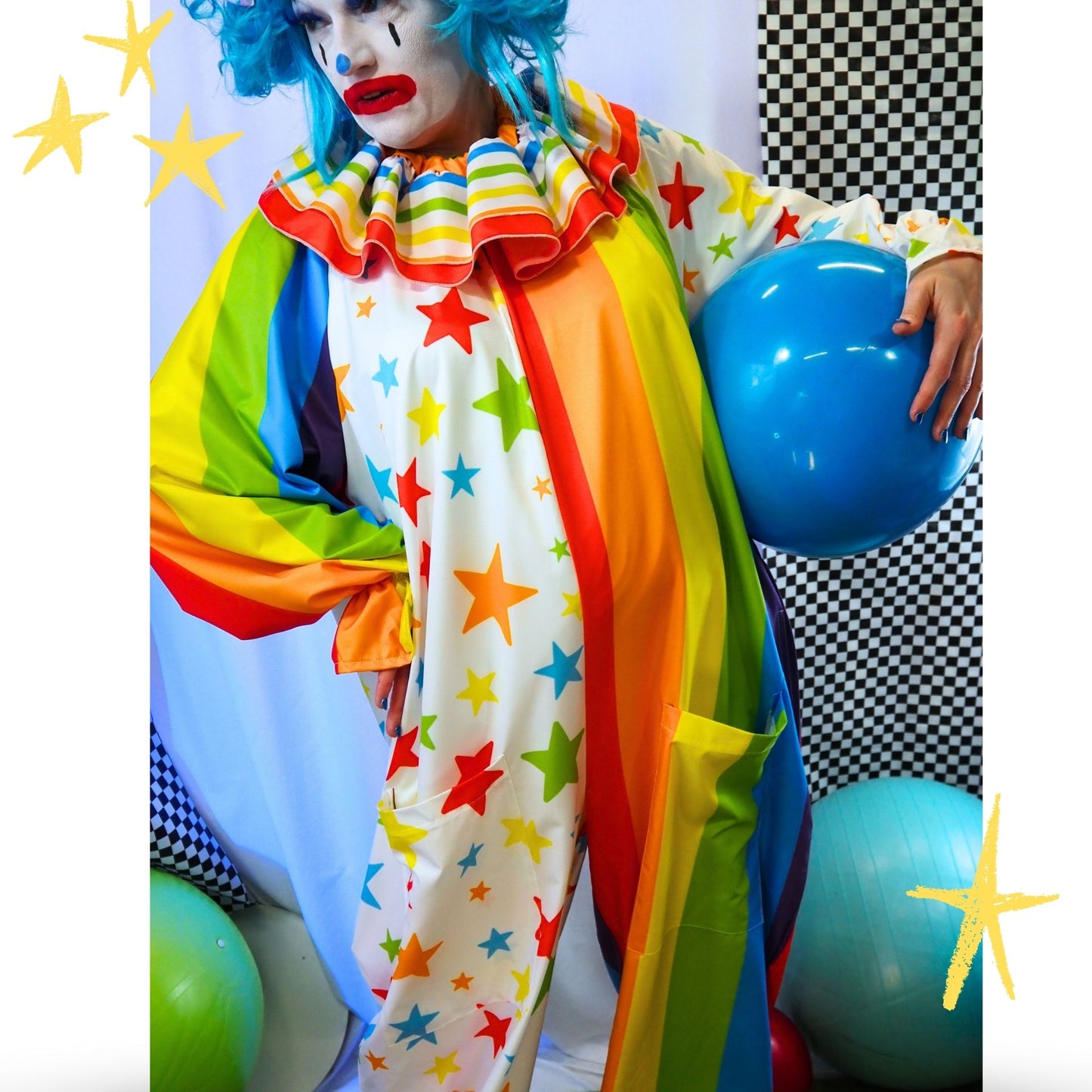 Circus Coveralls Party Poobah Pro Clown Suit w Pockets