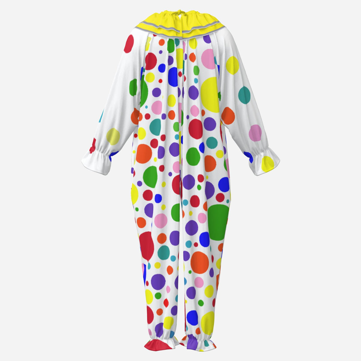 Circus Coveralls Vibrant Rainbow Tik Tok Dots Professional Clown Suit Collar Costume Set